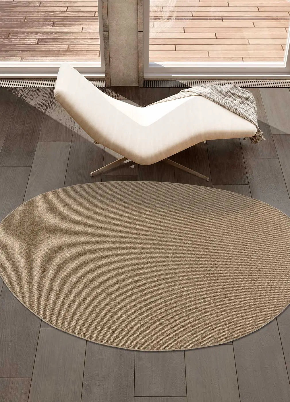 Alfombra a medida Ruta Liso Beige ambiente| Atticgo