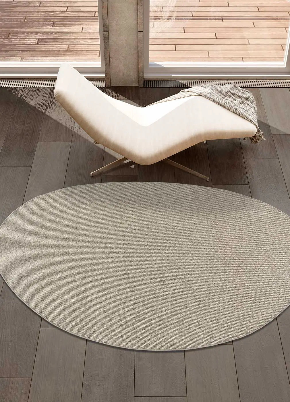 Alfombra a medida Ruta Liso Crema ambiente | Atticgo