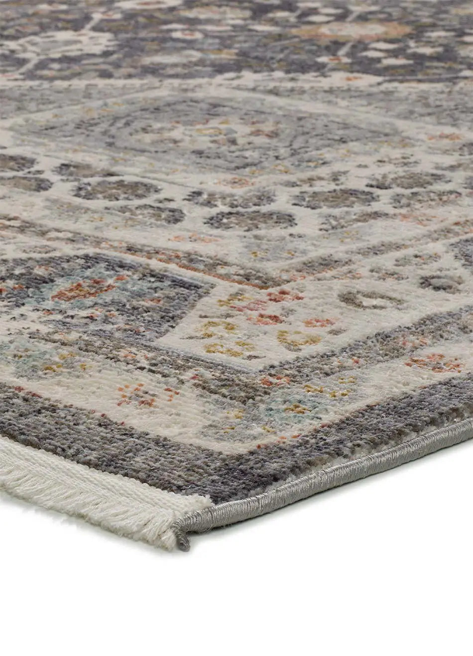 Alfombra vintage en gris Saira esquina | Atticgo