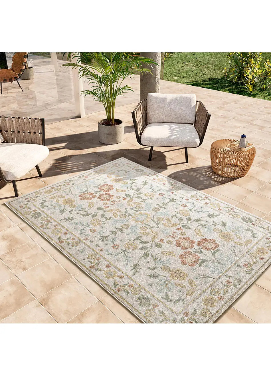 Alfombra de exterior floral para terrazas Samara 54587 Multicolor Atticgo