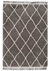 Alfombra shaggy geométrica con flecos Samira 80075 Gris Atticgo