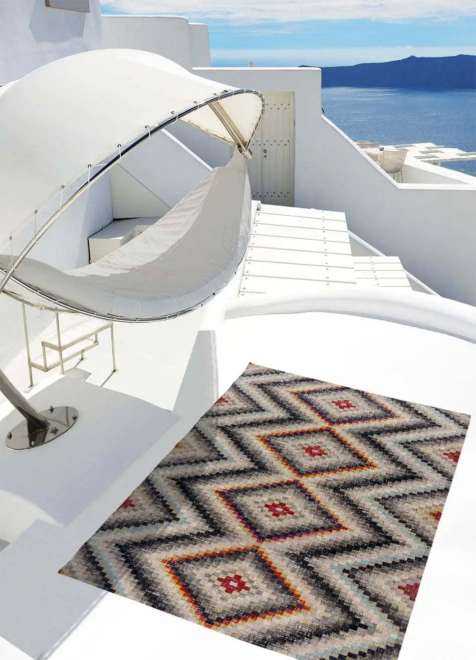 Atticgo Alfombra de exterior-interior estilo étnico Sassy 7171 Multi  ambiente