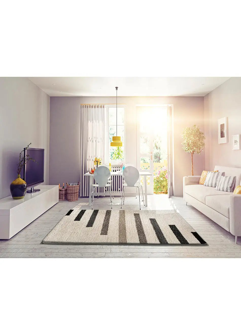 Alfombra ambiente shaggy geométrica Scenic 354 Gris Atticgo