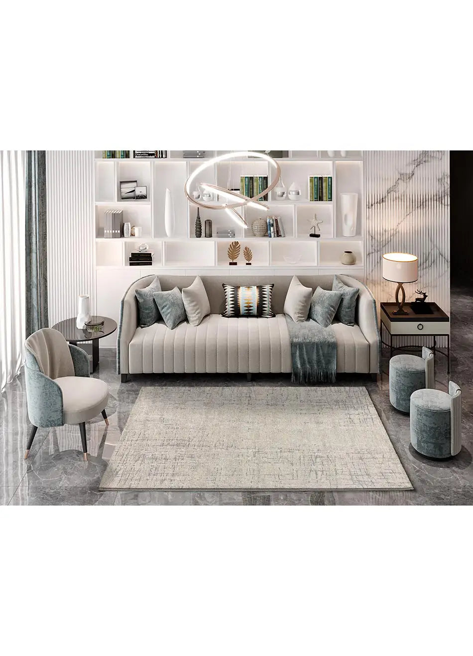 Atticgo Alfombra abstracta Sensation 12523 Plata ambiente salón