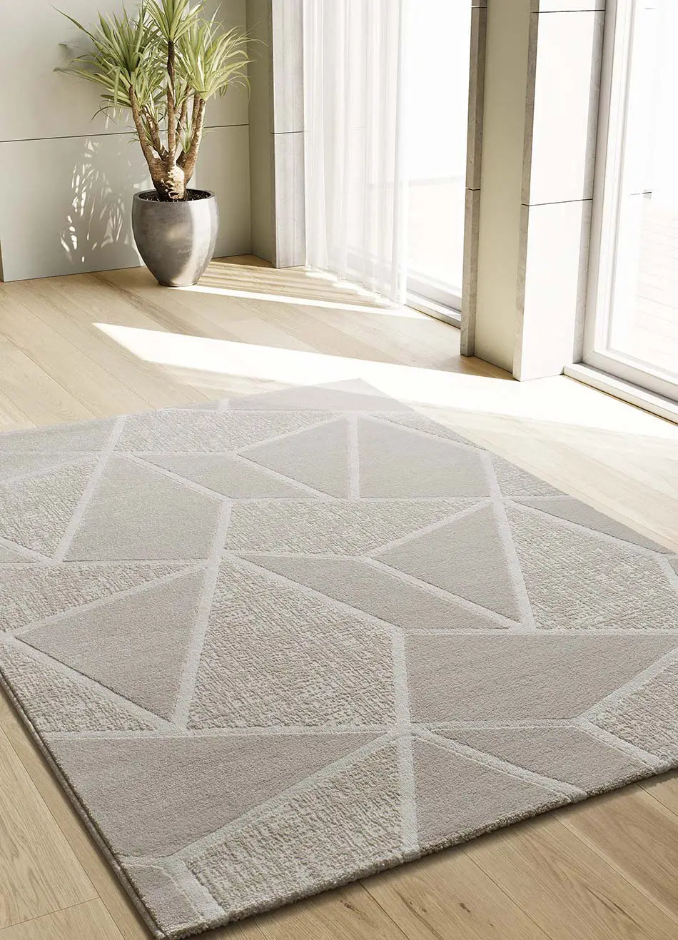 Atticgo Alfombra geométrica con relieve Sensation 12753 Blanco ambiente