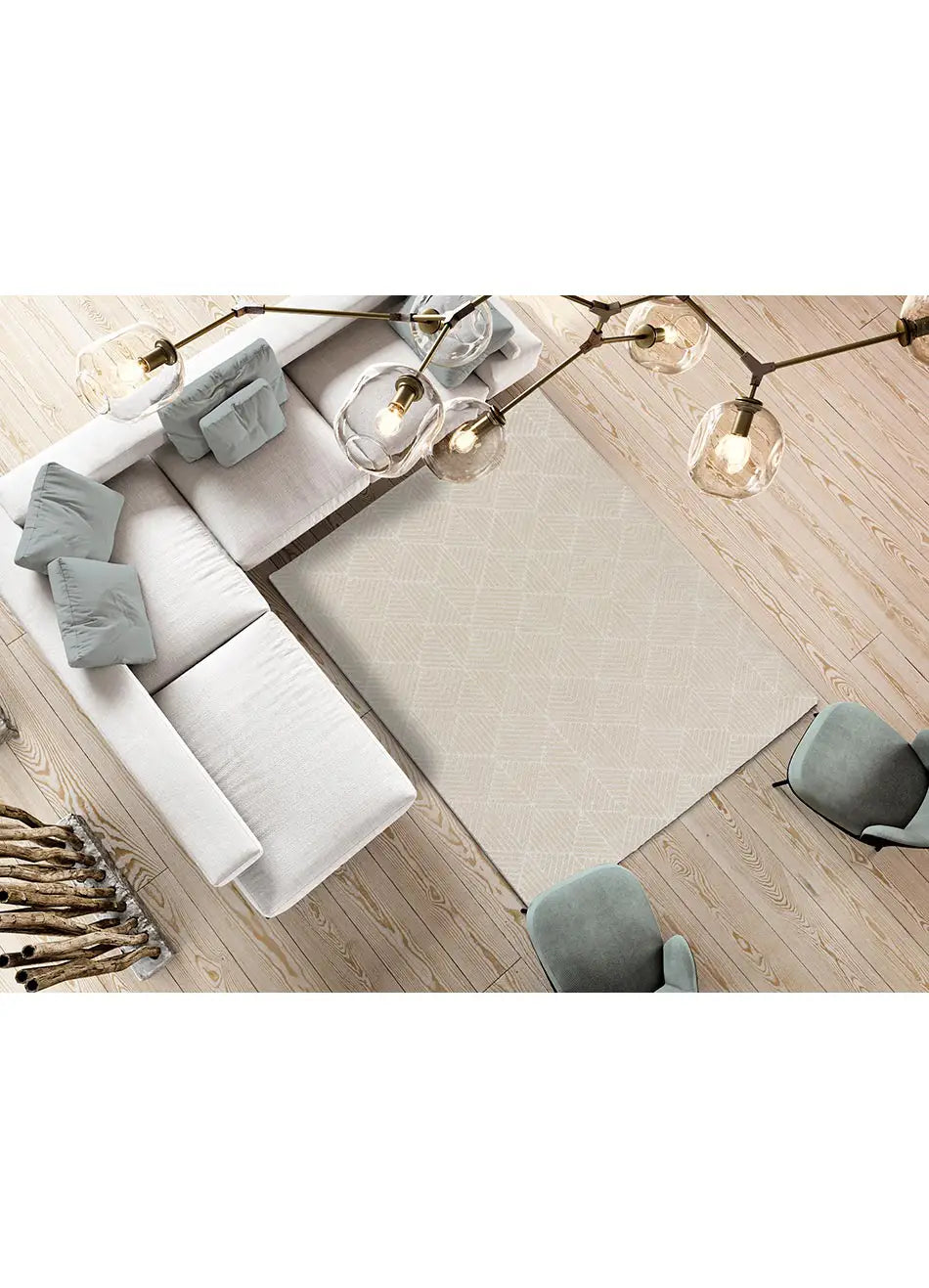 Alfombra ambiente geométrica con relieve Sensation 12456 Blanco Atticgo