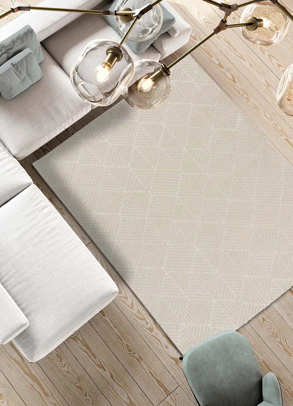 Alfombra salón geométrica con relieve Sensation 12456 Blanco Atticgo