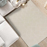 Alfombra salón geométrica con relieve Sensation 12456 Blanco Atticgo