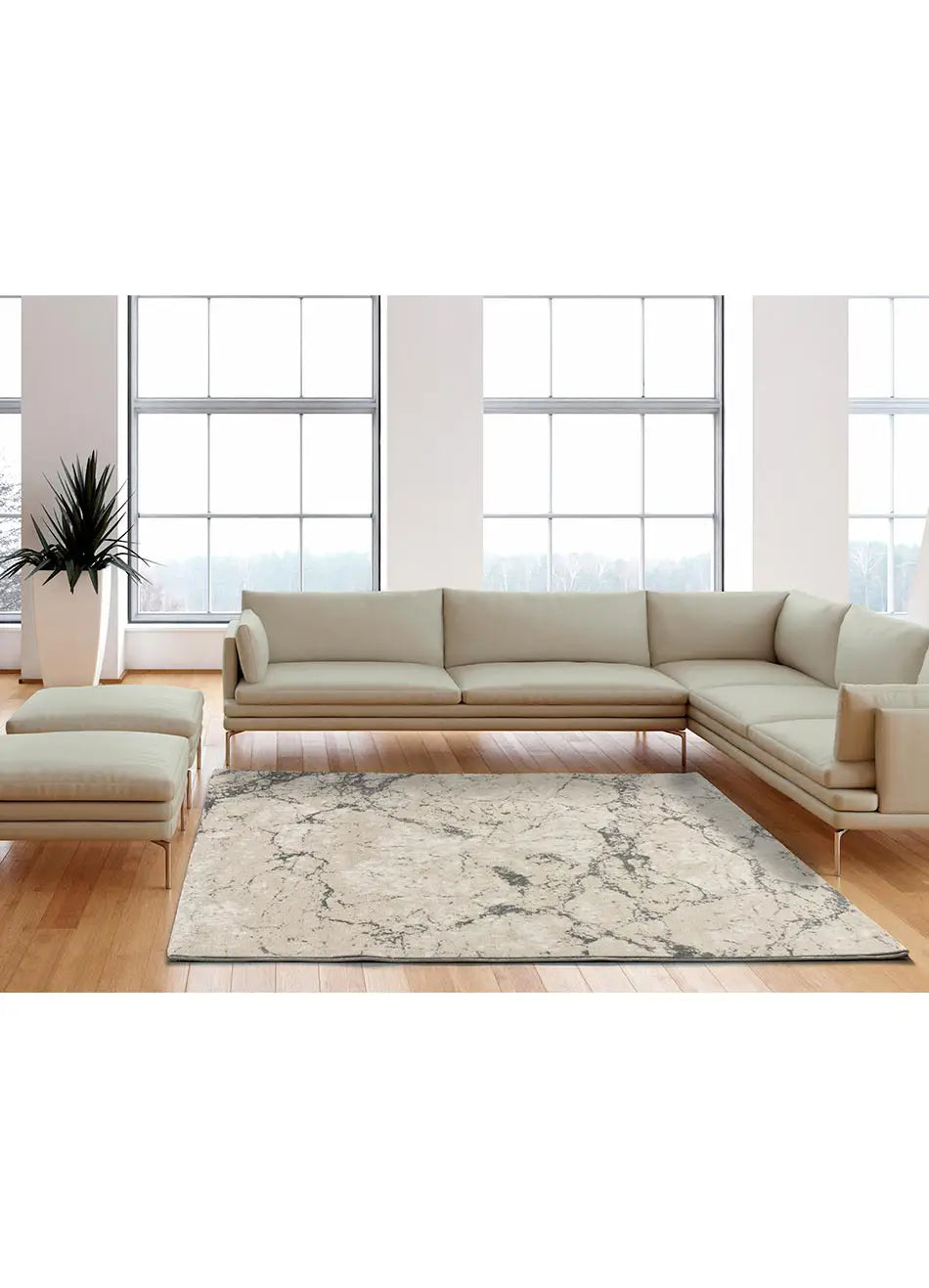 Alfombra ambiente efecto mármol Sensation 12412 Gris y Blanco Atticgo