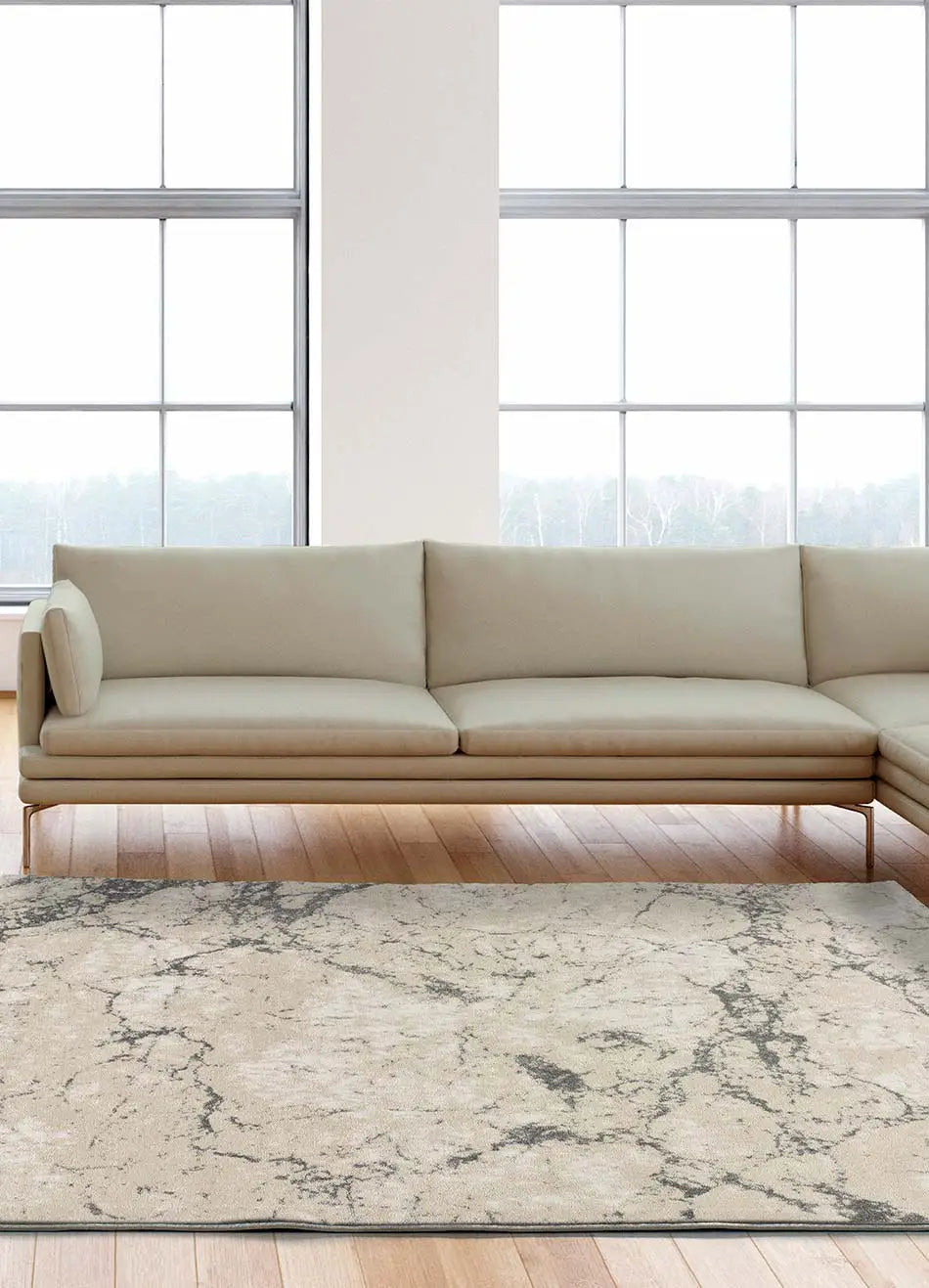 Alfombra salón efecto mármol Sensation 12412 Gris y Blanco Atticgo