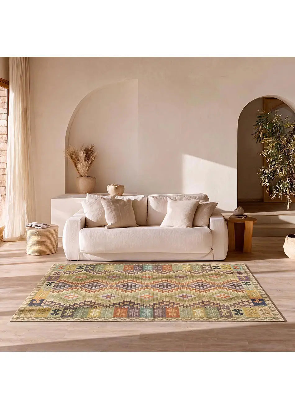 Alfombra lavable étnica multicolor Serak 1044 Atticgo para salón