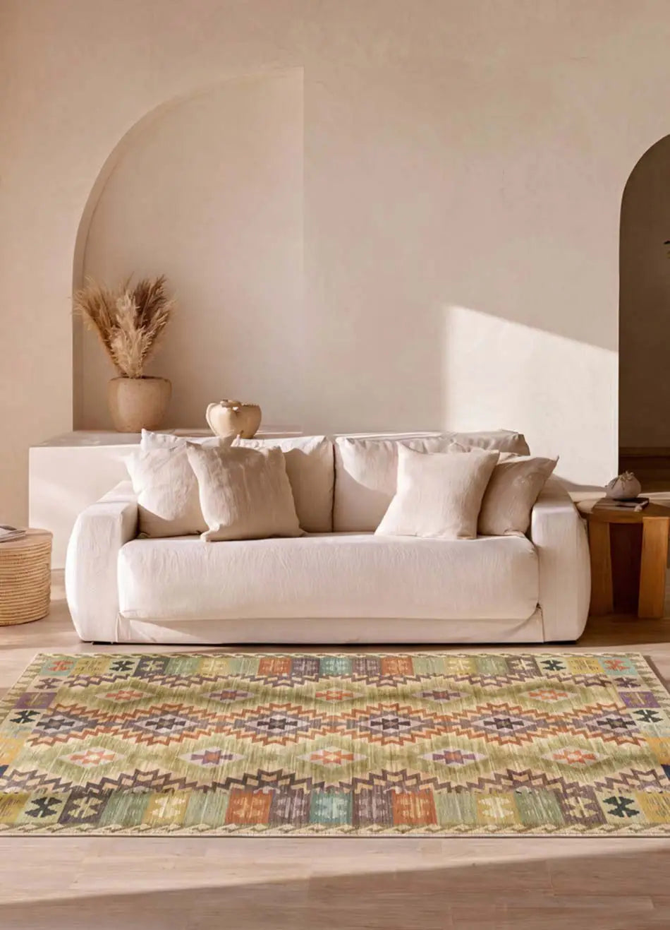 Alfombra lavable salón étnica multicolor Serak 1044 Atticgo