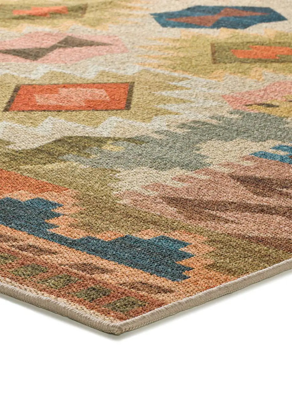 Alfombra lavable étnica multicolor Serak 1048 Esquina