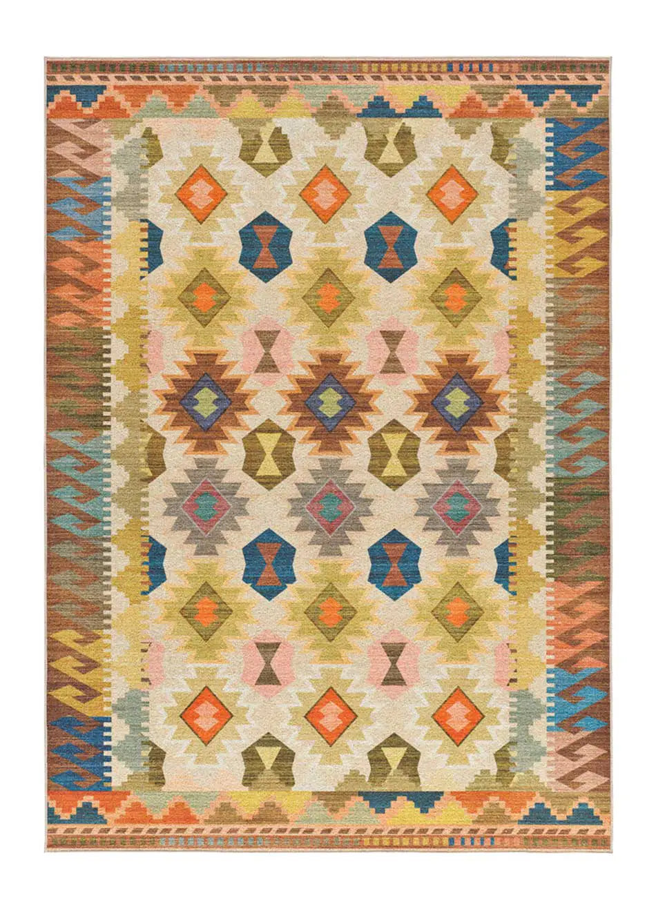 Alfombra lavable étnica multicolor Serak 1048 Atticgo