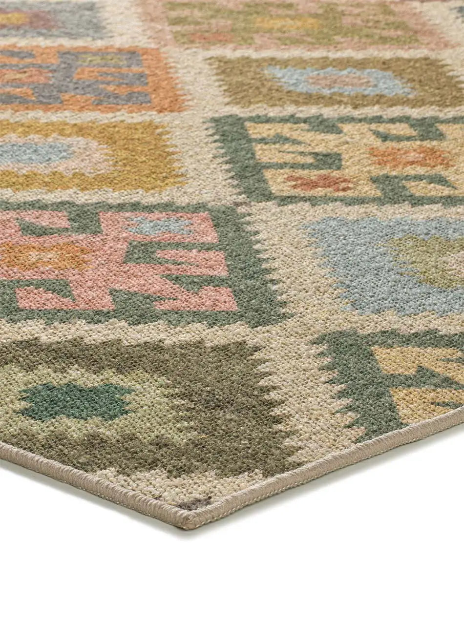 Alfombra lavable étnica multicolor Serak 1049 Esquina