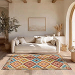 Alfombra lavable étnica multicolor Serak 1050 Atticgo en salón