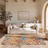 Alfombra lavable étnica multicolor Serak 1050 Atticgo en salón