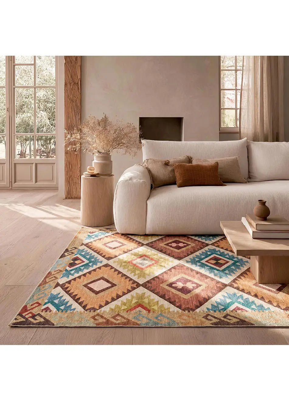 Alfombra lavable étnica multicolor Serak 1050 Atticgo para salón