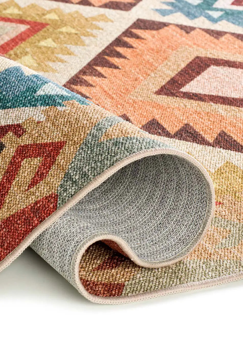 Alfombra lavable étnica multicolor Serak 1050 Atticgo Backing