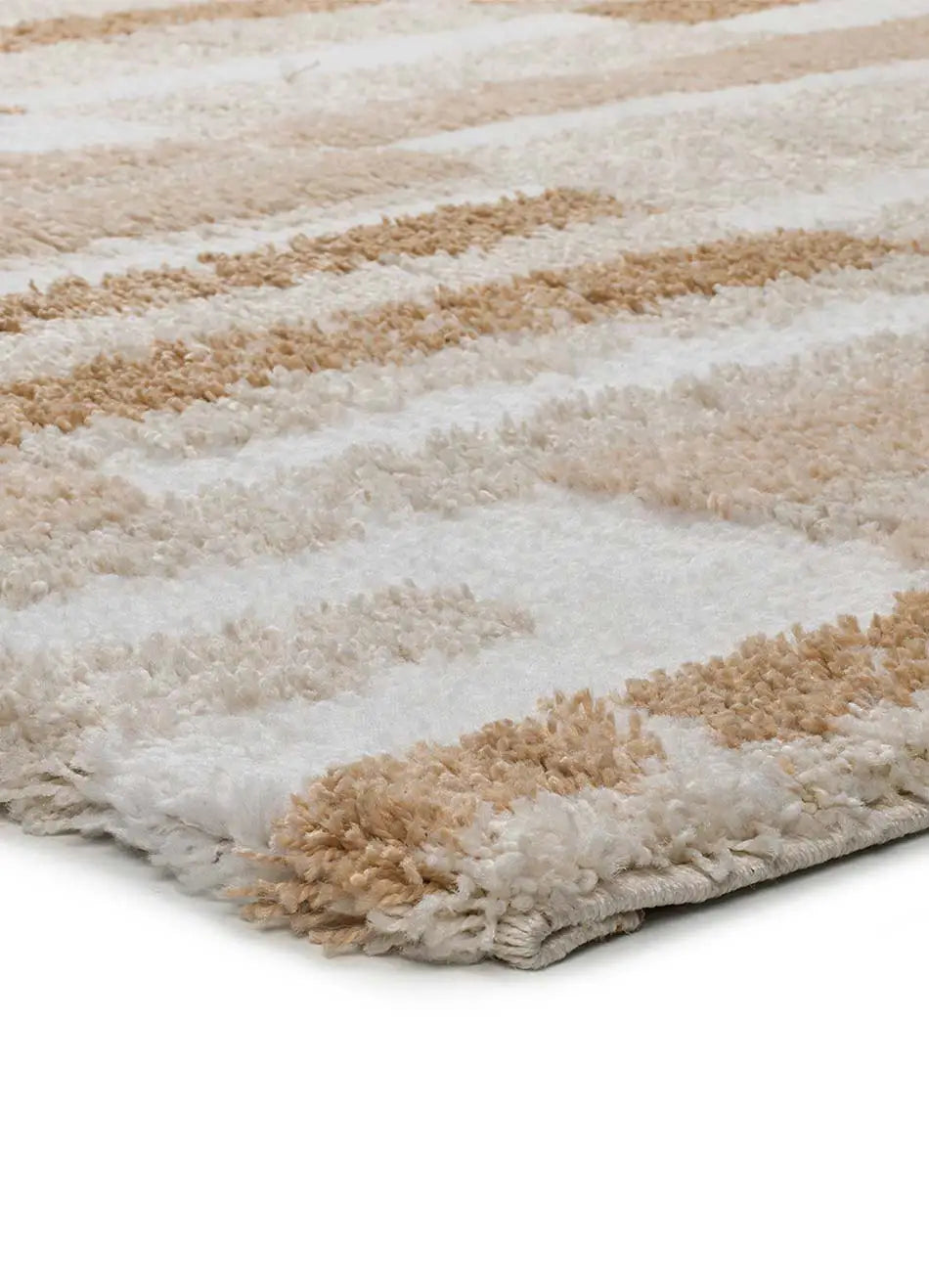Alfombra esquina shaggy geométrica Serene Terra 8680 Beige Atticgo
