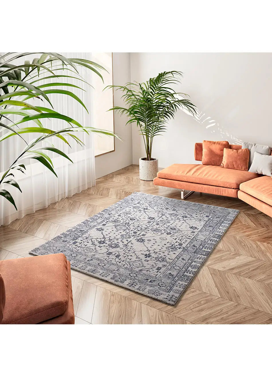 Alfombra vintage de salón Siroco 16803 Azul Atticgo