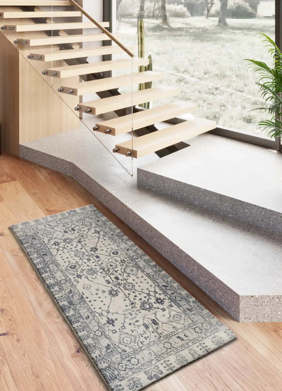 Alfombra vintage entrada Siroco 16803 Azul Atticgo