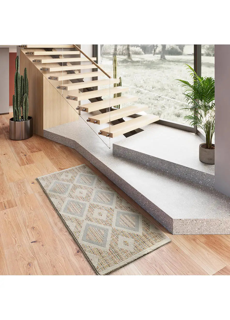 Alfombra pie de cama geométrica Siroco 16804 Multi Atticgo