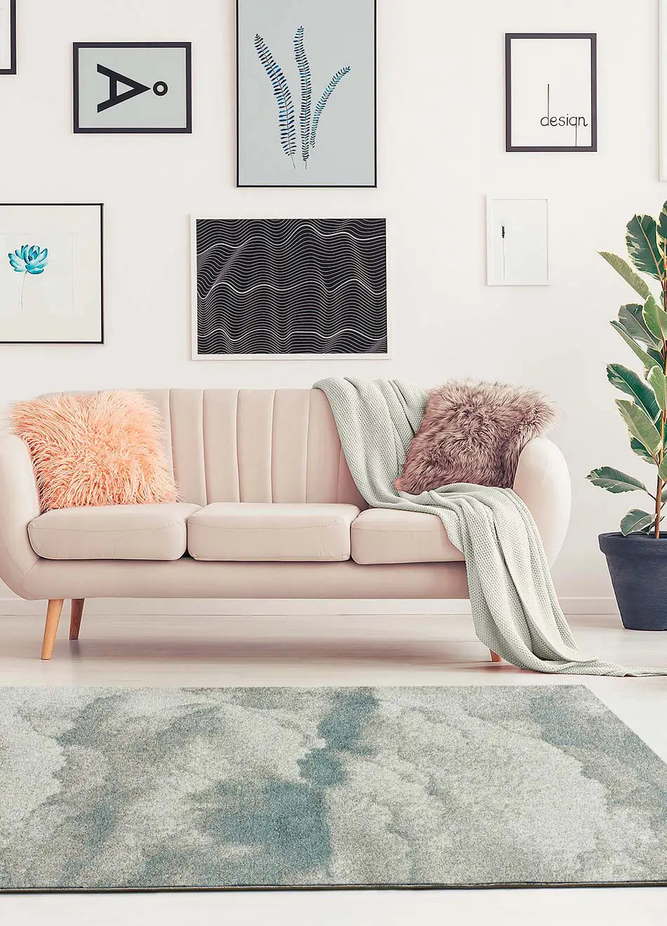 Atticgo Alfombra abstracta Smoothy 674 Azul ambiente