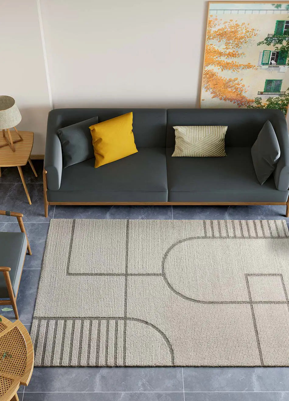 Atticgo Alfombra de estilo nórdico Snowy 59664 Beige ambiente