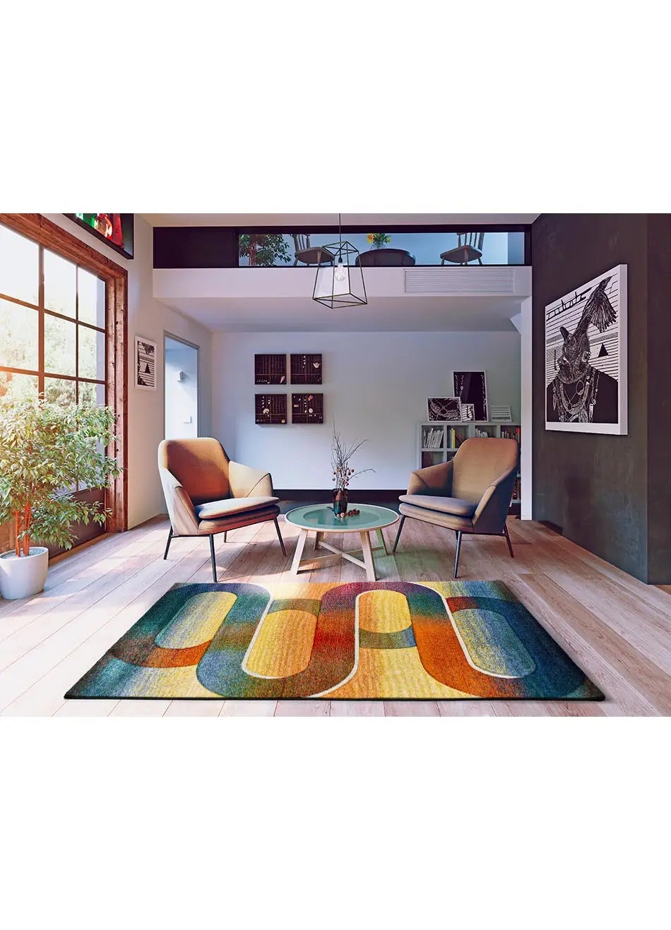 Atticgo Alfombra geométrica Sybil 40405 Multicolor ambiente salón