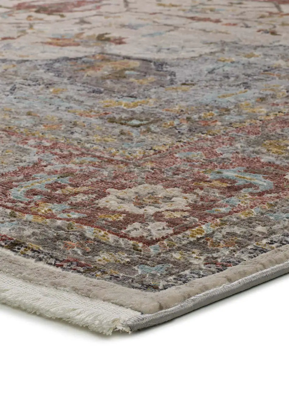 Alfombra esquina vintage Tabriz 52011 Granate y Beige Atticgo