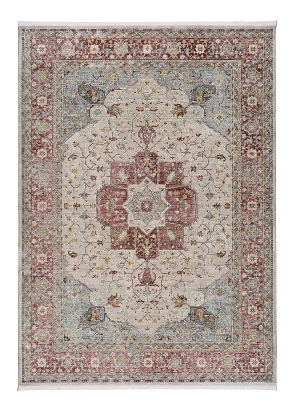 Alfombra vintage Tabriz 52011 Granate y Beige Atticgo
