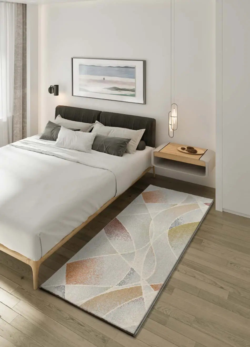 Alfombra abstracta de dormitorio con colores empolvados Tamaris 16802 Multicolor Atticgo