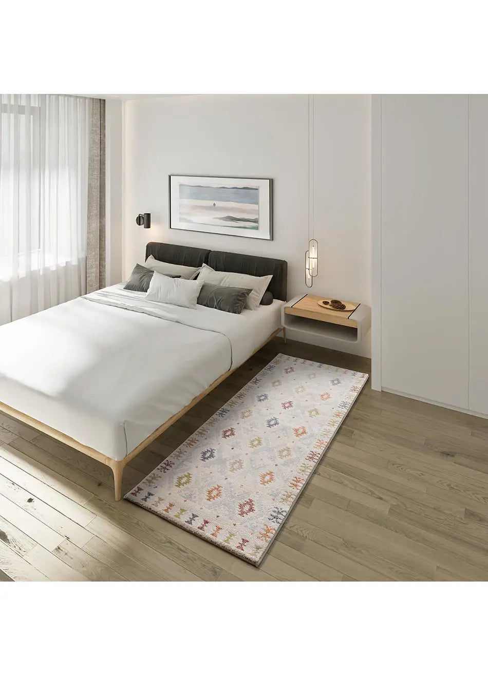Alfombra étnica de pie de cama en colores empolvados Tamaris 16805 Multicolor Atticgo
