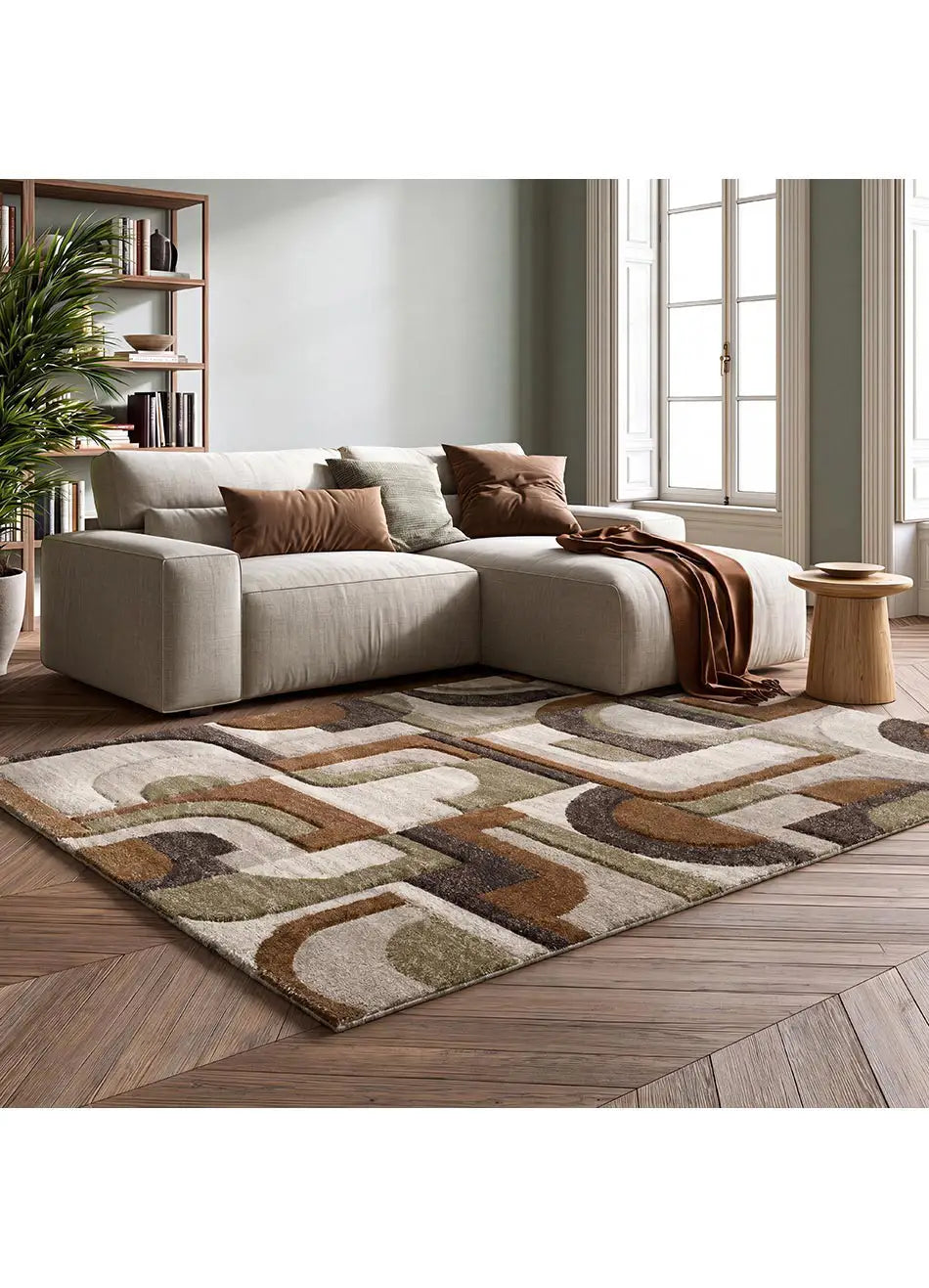 Alfombra geométrica multicolor para salón Teva 28006 Atticgo