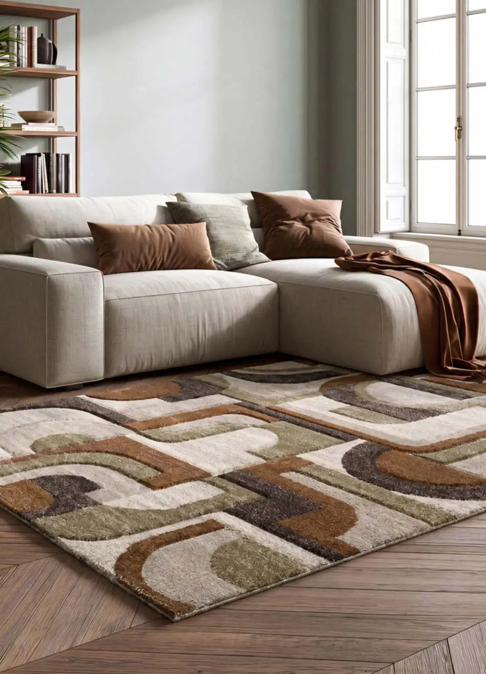 Alfombra geométrica multicolor salón Teva 28006 Atticgo
