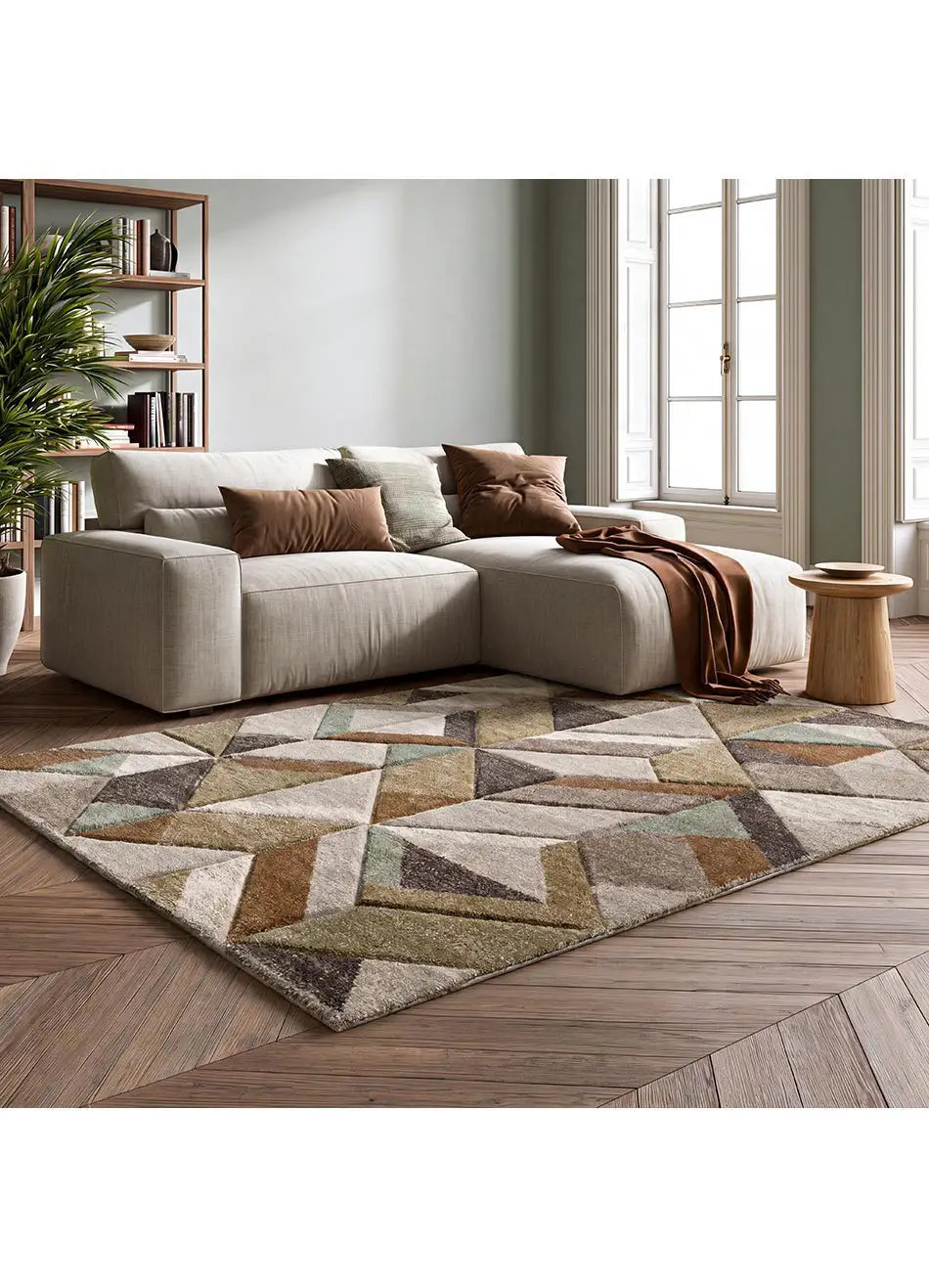 Alfombra geométrica multicolor para salón Teva 28007 Atticgo