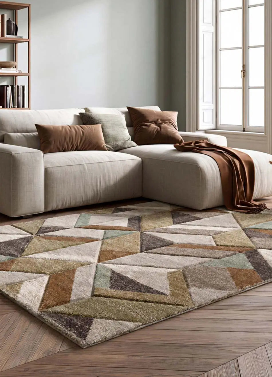 Alfombra geométrica multicolor salón Teva 28007 Atticgo
