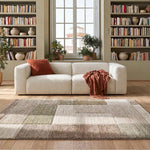 Alfombra geométrica beige y marrón para salón Teva 44003 Atticgo