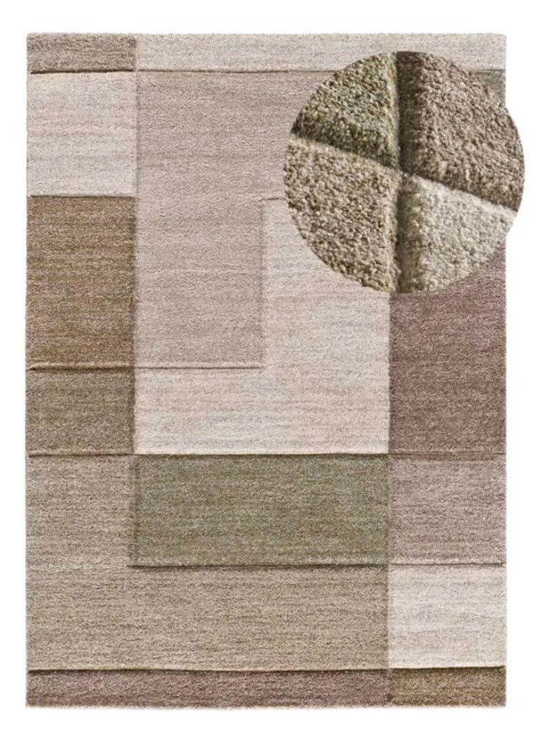 Alfombra geométrica beige y marrón Teva 44003 Atticgo