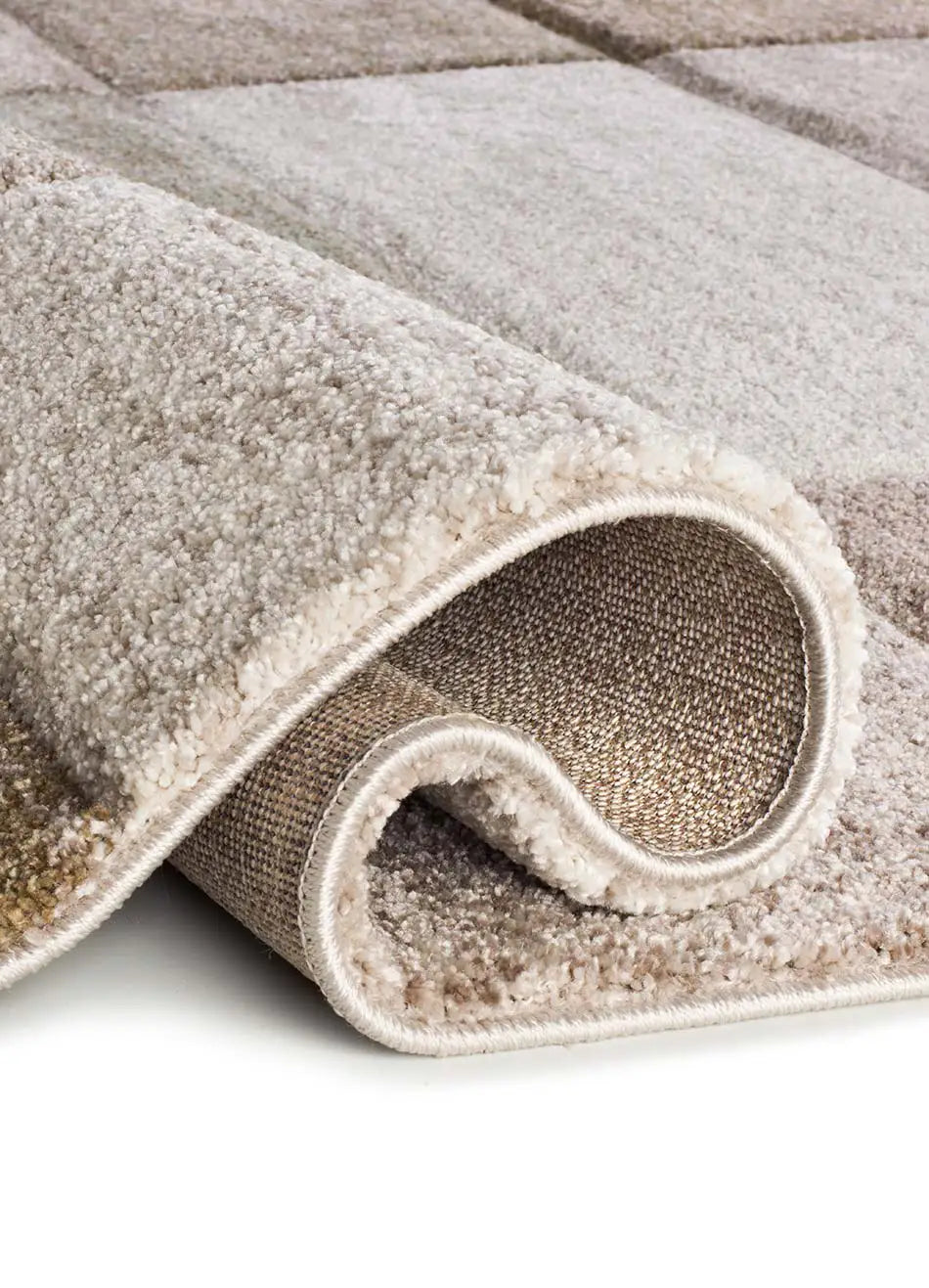 Alfombra geométrica beige y marrón pliegue Teva 44003 Atticgo