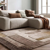 Alfombra geométrica beige y marrón salón Teva 44009 Atticgo