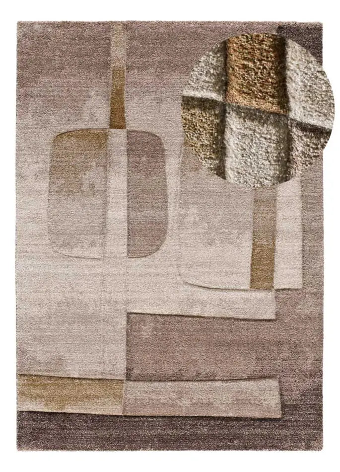 Alfombra geométrica beige y marrón Teva 44009 Atticgo
