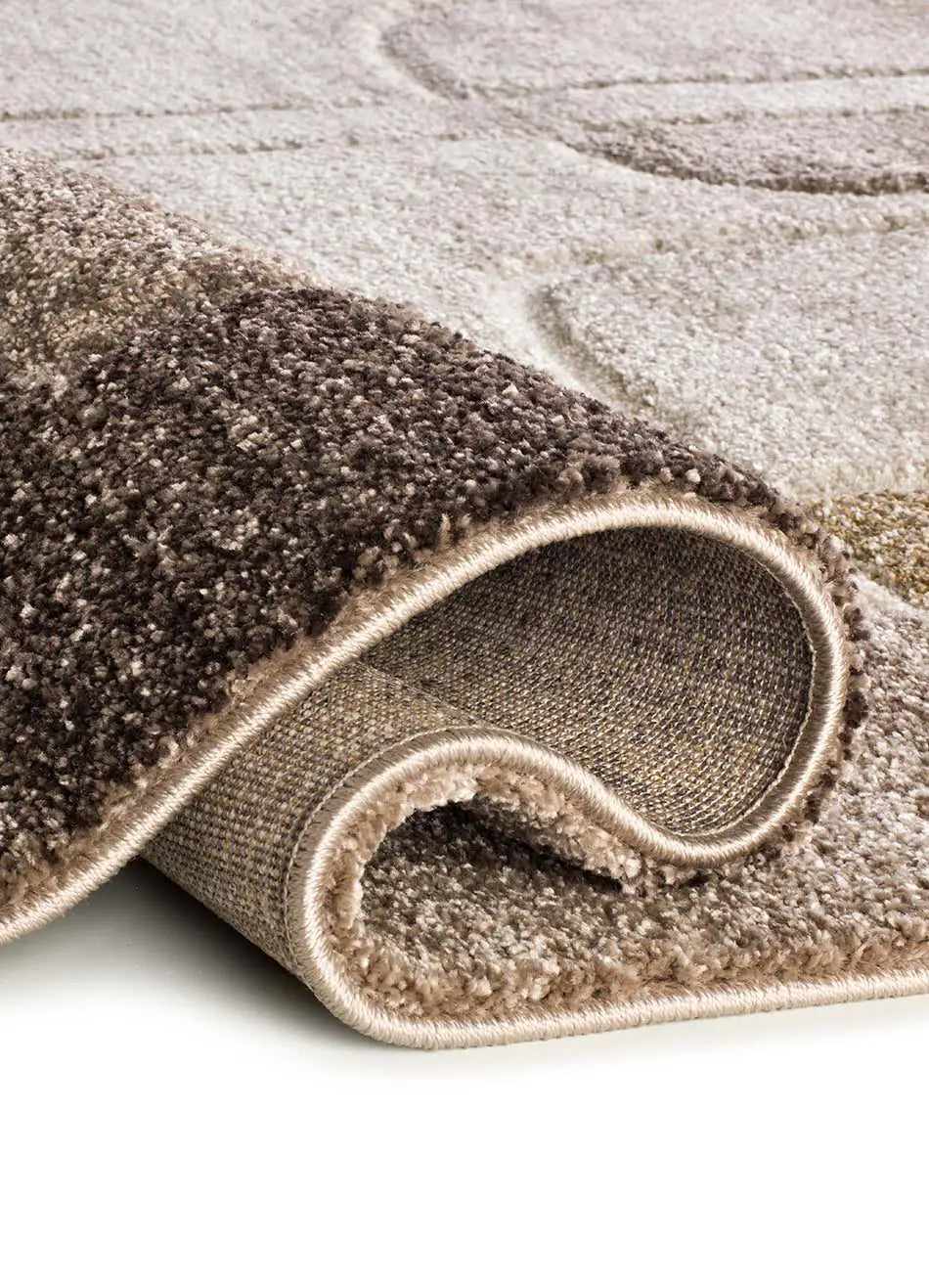 Alfombra geométrica beige y marrón pliegue Teva 44009 Atticgo