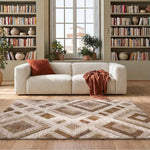 Alfombra geométrica beige para salón Teva 54027 Atticgo