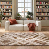 Alfombra geométrica beige para salón Teva 54027 Atticgo