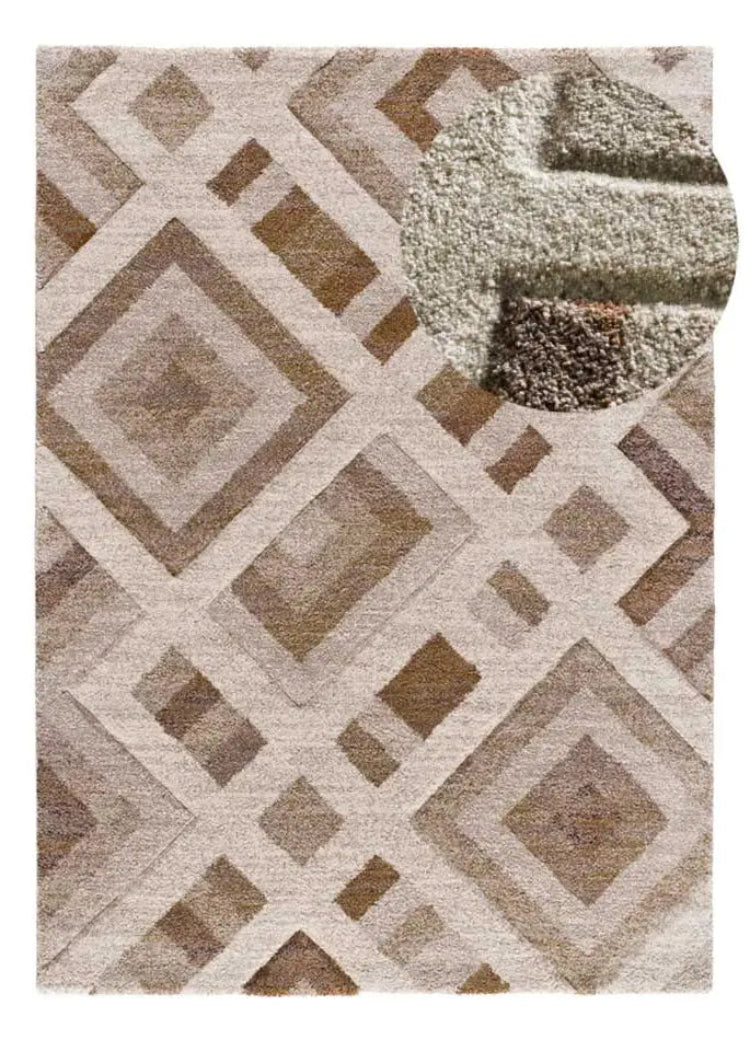 Alfombra geométrica beige Teva 54027 Atticgo