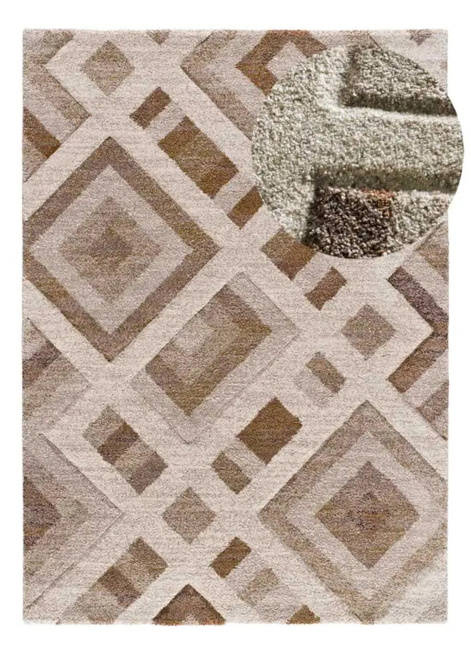 Alfombra geométrica beige Teva 54027 Atticgo