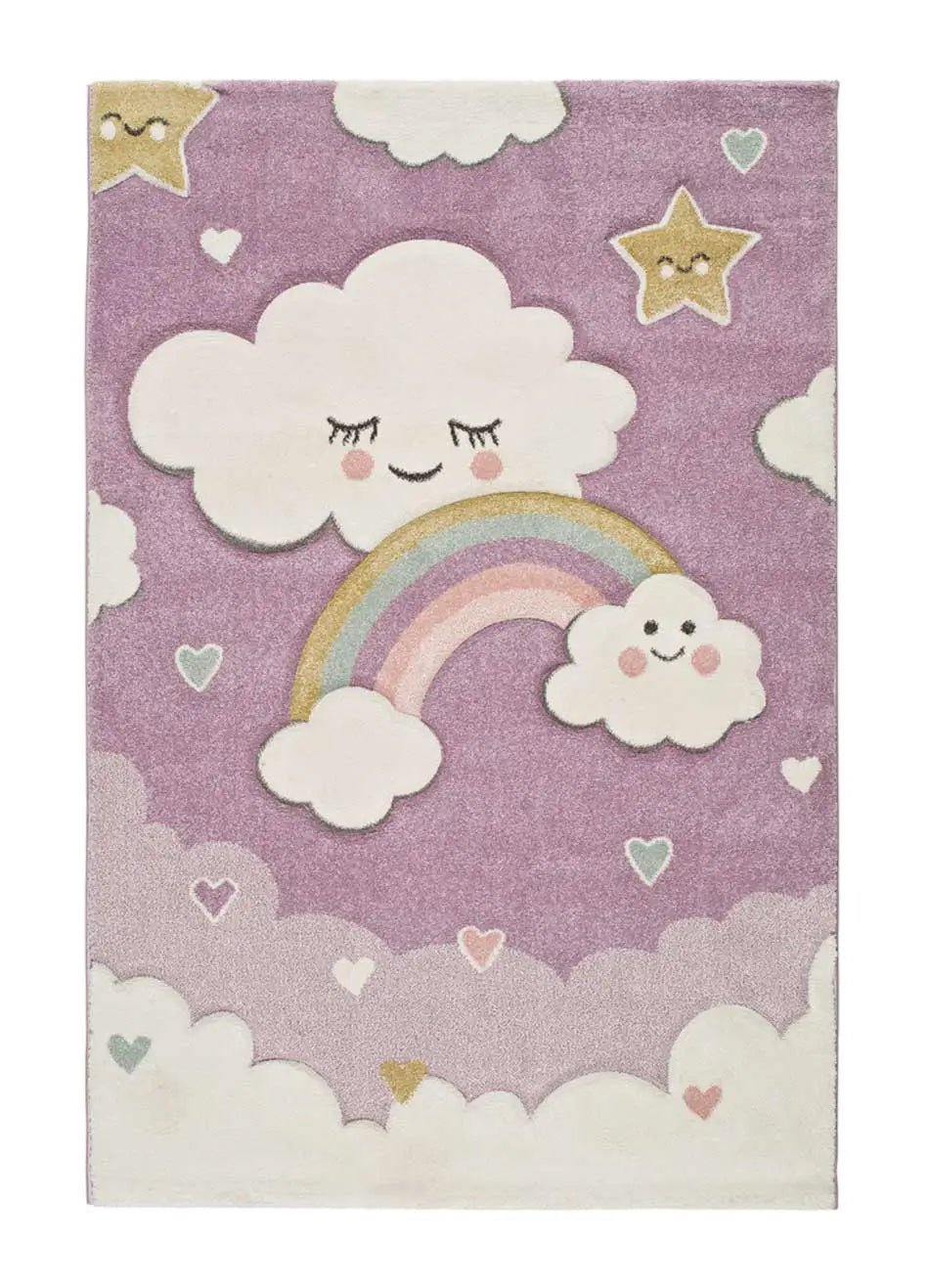 Alfombra infantil con nuebes y arcoiris en lila Toys 22729 | Atticgo