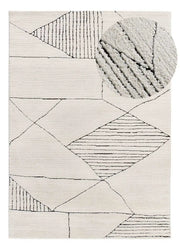 Atticgo Alfombra étnica Turin 2312 Blanco y Negro lupa